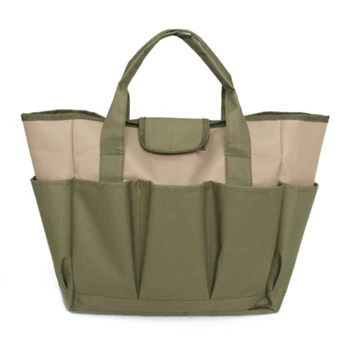 

Oxford Fabric Dark Green 8 Side Multi-Pockets Tote Garden Handle Tools Organizer Storage Bag Portable