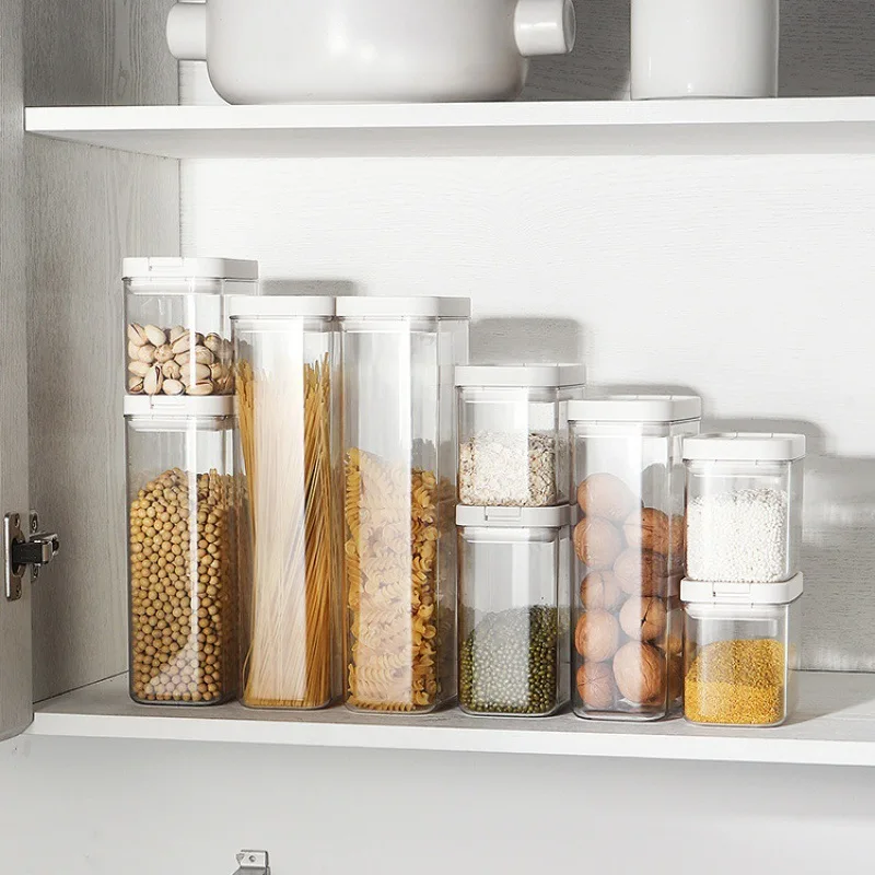 Whole Grains Round Storage Jar 1800ml Kitchen Japanese Food Sealed Plastic Transparent Moisture-proof Refrigerator Box | Дом и сад