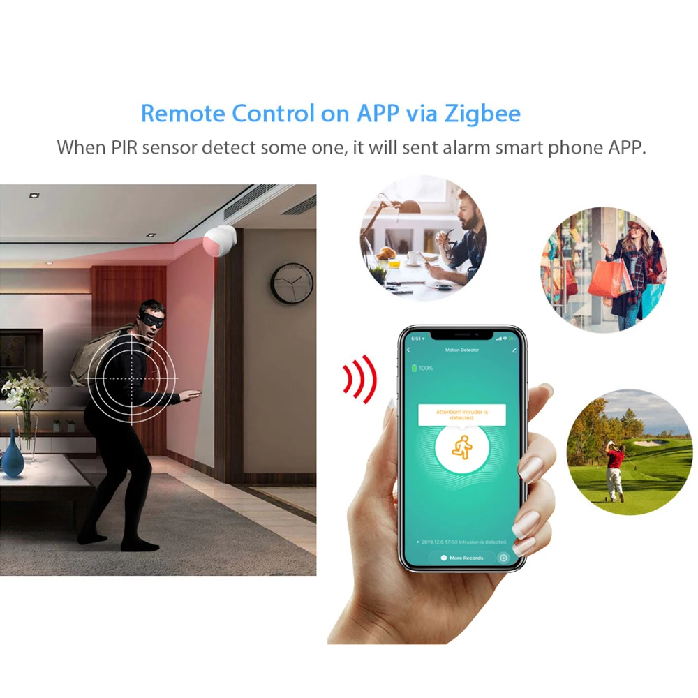 Инфракрасный PIR датчик движения Tuya Zigbee умный беспроводная система охранной