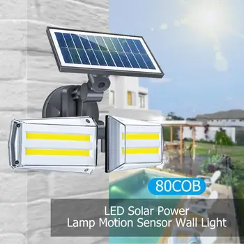 

80 LED Outdoor Solar Wall Light 180 Degrees Rotatable Lighting Control PIR Motion Sensor Infrared Solar Lamp Waterproof