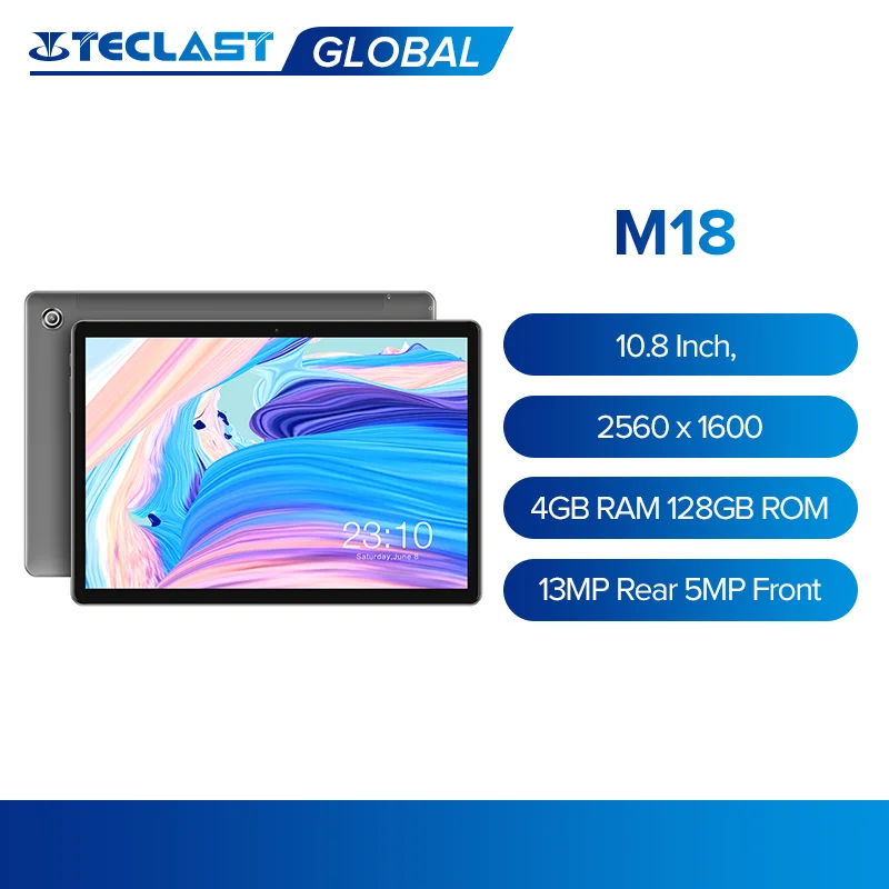 Teclast M18 Tablet 10.8 inç IPS 2560x1600 Deca çekirdek 4GB RAM 128GB ROM 4G ağ görüşmesi çift kamera 13MP arka 5MP ön 8000mAh