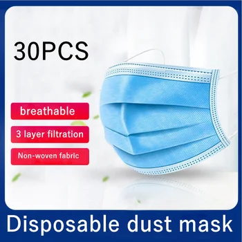 

Moisture-proof Mask 3 Layer Non-woven fabric Disposable Bule Mouth Caps Breathable and flexible Dust-proof Elastic Mouth Masks