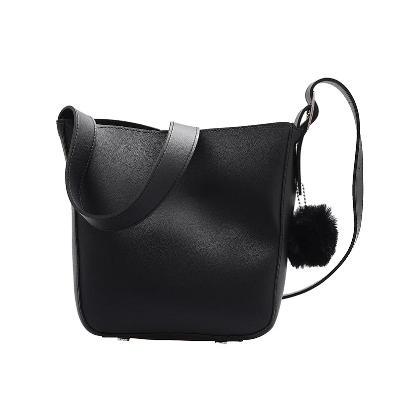 

Simple Solid Bucket Bags for Women New Design Thread Hair Ball Ladies Shoulder Bag Large Capacity Flap Bags