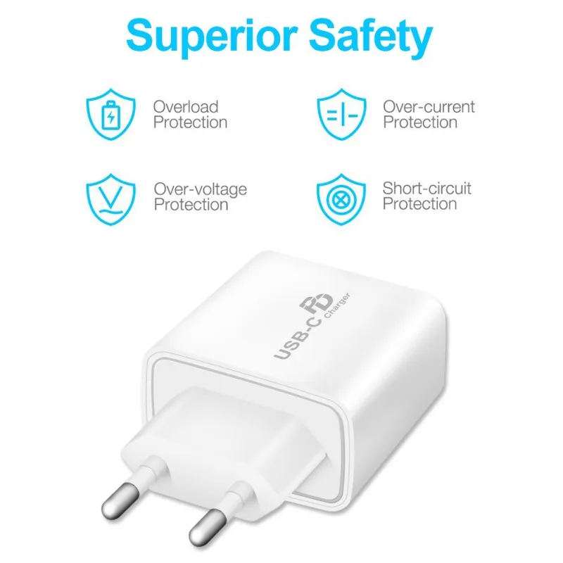 18 Вт usb type-C PD зарядное устройство портативное быстрое зарядное устройство для iPhone 11/XR/X для samsung huawei Xiaomi EU Plug