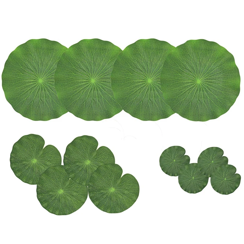 

12Pcs Artificial Simulation Lotus Leaves Floating Foam Lotus Leaves Water Lily Pads Ornaments Fish Pond Pool Aquarium Garden Dec