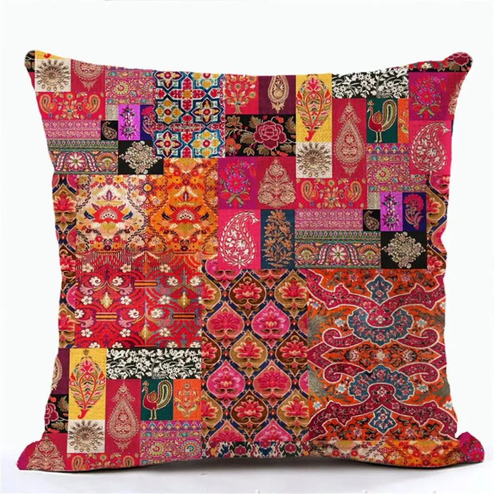 

Vintage Living Room Farmhouse Style Bedroom Linen Pillow Case Bohemian Pillow Cover Ethnic Style