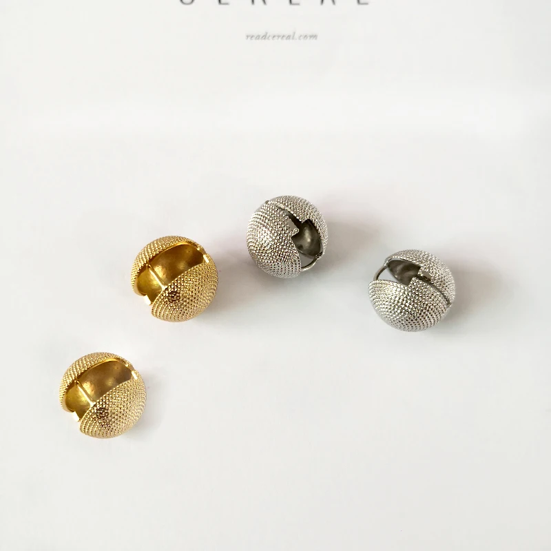 Peri'sBox 4 Designs Round Ball Geometric Earrings Textured Gold Earrings for Women Star Earrings Basket Huggie Earrings 2019 - Image 4