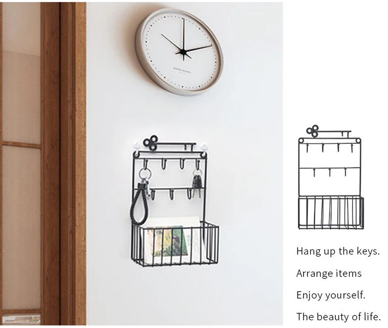 Нордическая железная полка для хранения ключей настенная шляпка продукты корзинка для кольца ювелирные изделия пальто Органайзер Домашняя Декоративная вешалка