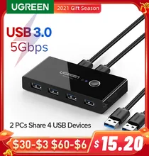 UGREEN – commutateur KVM USB 3.0 2.0, pour Xiaomi Mi Box, clavier, souris, moniteur d'imprimante, 2 pièces, partage de 4 appareils