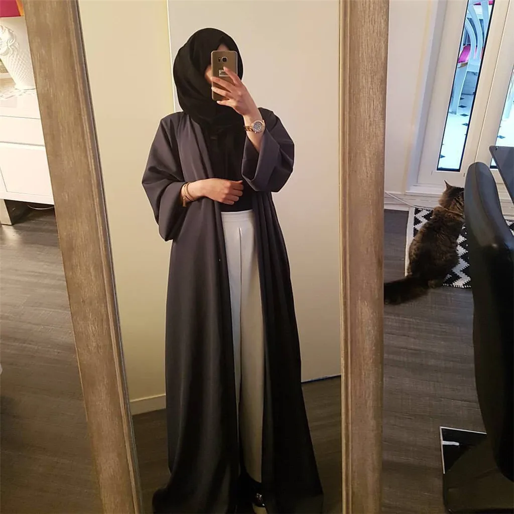 KLV Abayas женская мусульманская одежда однотонные модные бандажные платья Хиджаб Макси мусульманское длинное платье для девочки Бангладеш Дубай, Турция Халат