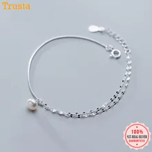 Trustdavis 925 пробы Серебряный искусственный жемчуг двойной слой ножной браслет для женщин Мода Серебро 925 ювелирные изделия DA408