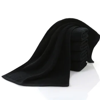 

QQPQGG Pure Cotton Do Not Fade Black Towel Hair salon Beauty Salon Thickened Absorbent Black Towels Bath Towel Set Home Spa