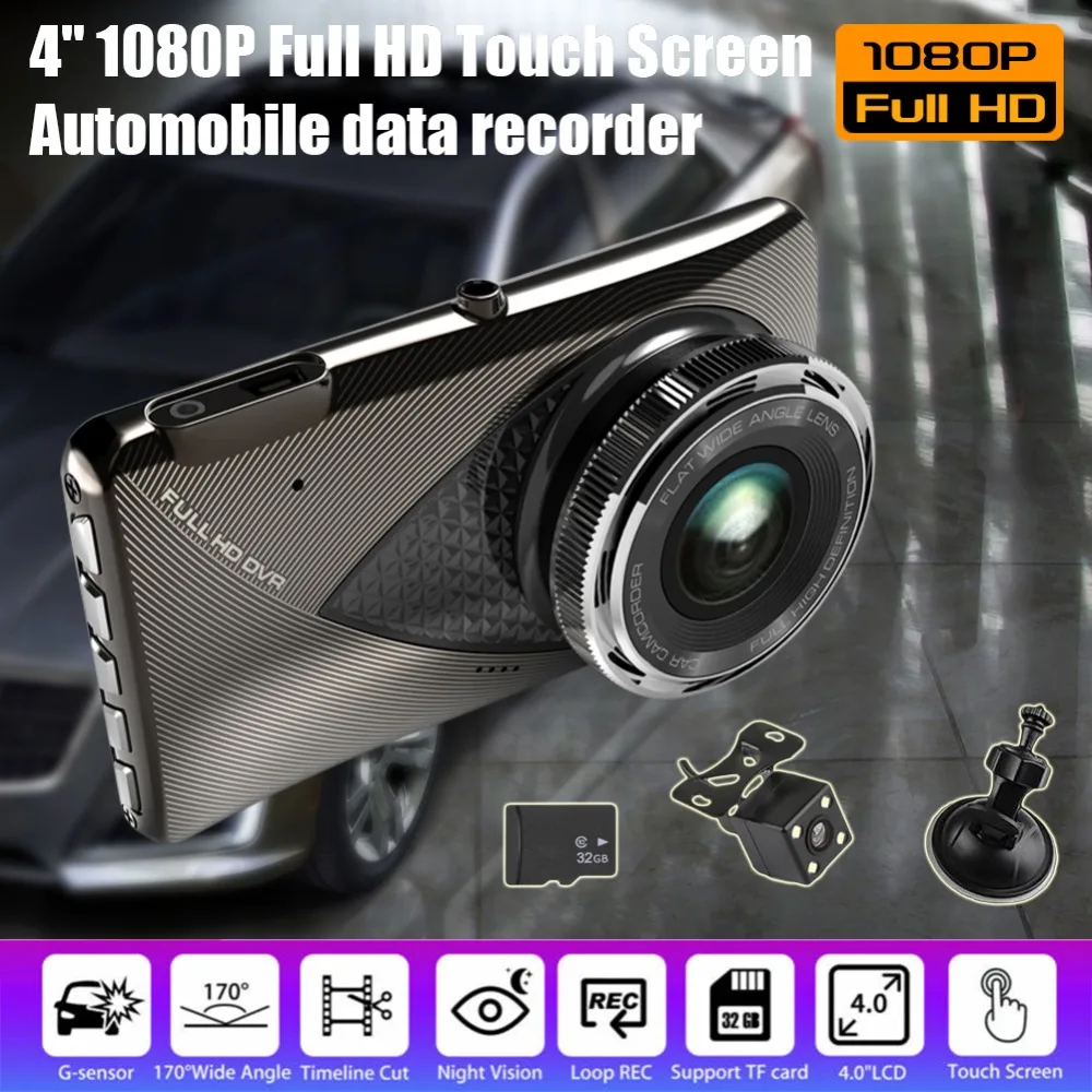" 1080 P Full HD Автомобильный видеорегистратор с сенсорным экраном камера видео рекордер двойной видеорегистратор с ночным видением g-сенсор