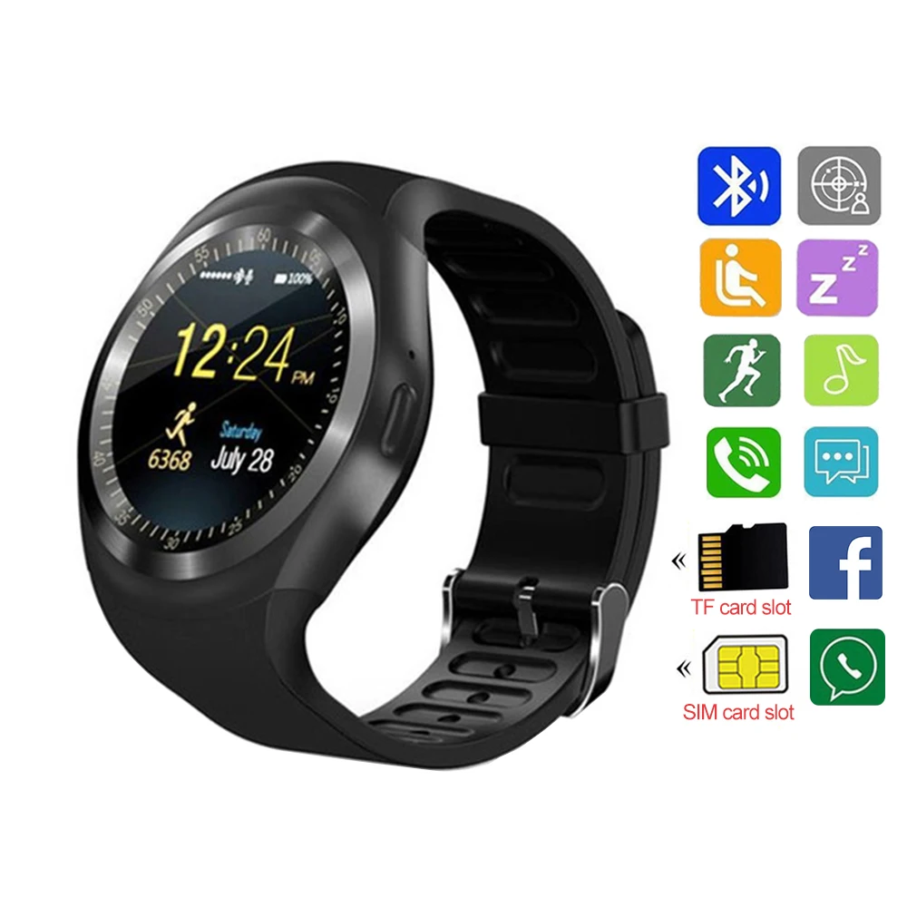 Новый Bluetooth Y1 Смарт часы Relogio Android SmartWatch телефонный звонок GSM Sim Удаленная камера