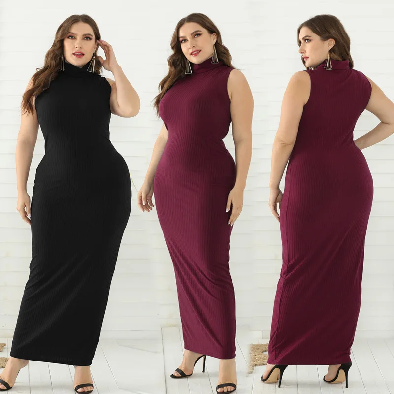 

Women Plus Size Summer Maxi Dress Vintage Dress Casual Black Party Dresses Sexy Sleeveless Long Dress