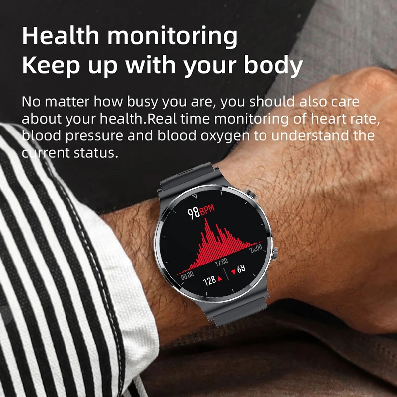 2020 New Smart watch sports metal heart rate sleep monitor bluetooth call IP68 waterproof sports watch male for IOS Android +Box