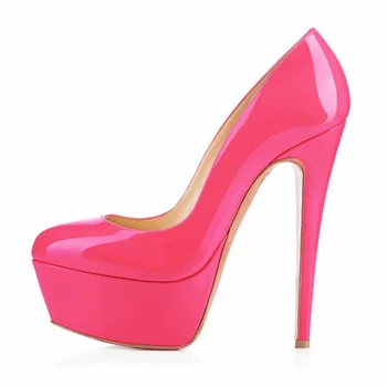 

red high heel female candy color matte PU waterproof platform single shoes red bottom high heels women shoes