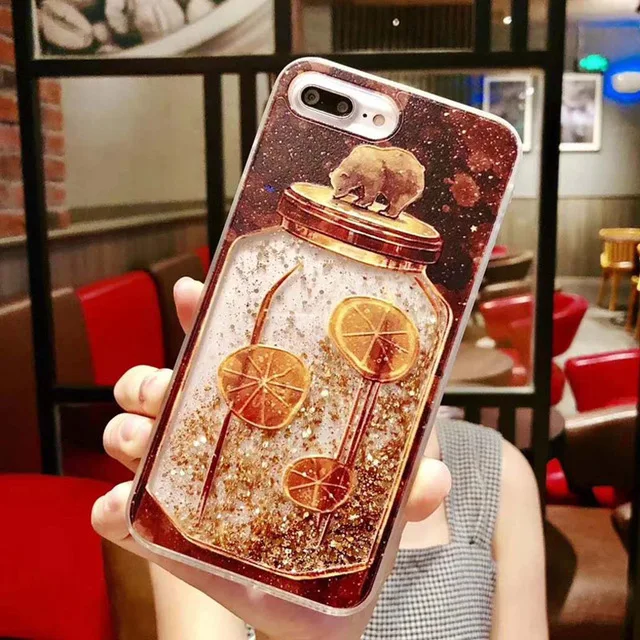 Brown Bear Phone Case For Xiaomi Redmi 5X A1 6X A2 8 9 9SE CC9 CC9E Note 3 Mix 2 2S MAX S2 Y2 F1 Lite Quicksand Anti-fall Cover | Мобильные