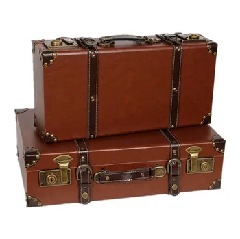 

Vintage Wooden Suitcase Home Storage Box Photography Props Window Display Box Gift Cosmetics Jewelry Groceries Locker Decoration