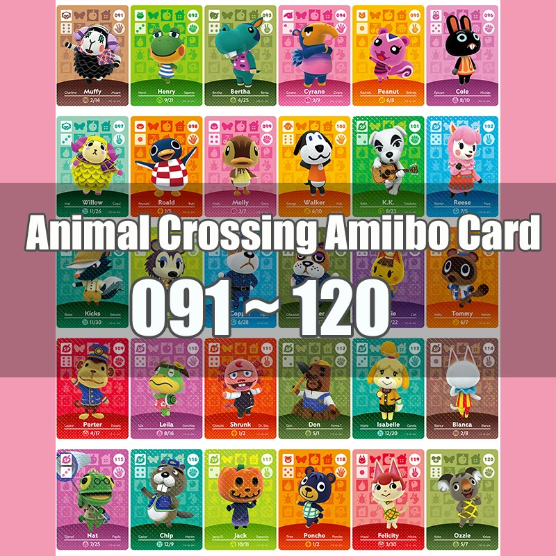 Animal Crossing Amiibo Card New Horizons игровая серия 1 & 2 Nfc карта 091 до 120 работа для NS игр Быстрая