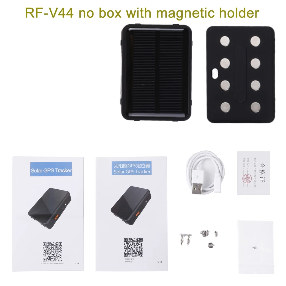 RF-V44 глобальная позиционирование 4G Беспроводная зарядка на солнечных батареях gps отслеживающее устройство Температурный датчик sos сигнализация Детский gps трекер - Цвет: no box with magnetic