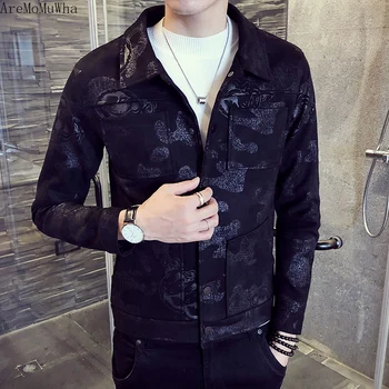 

AreMoMuWha 2019 Spring and Autumn Outerwear Men's Korean Personality Jacket Men's Short Jacket Men's Youth Slim Trend QX1039