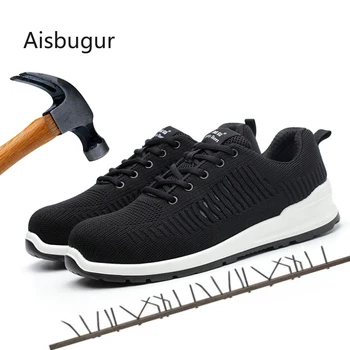 

Hiking Shoes Sport Safety Men Anti-puncture Protective Shoes Breathable PU Solid Bottom Safety Shoes Breathable Protective Foot