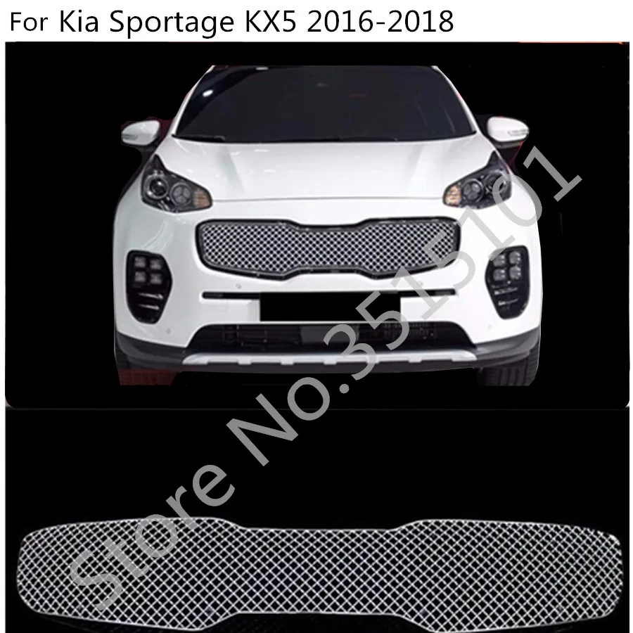 

Car Body Cover Protection Metal Trim Racing Front Up Grid Grill Grille Racing 1pcs For Kia KX5 Sportage 2016 2017 2018