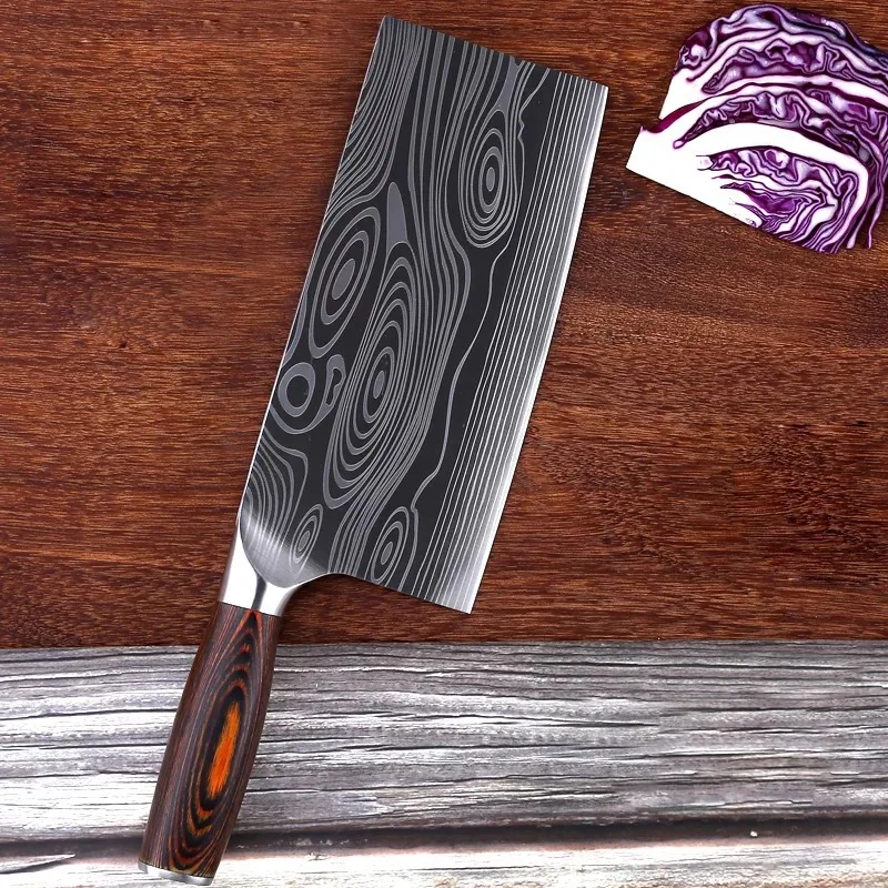 Damascus laser pattern chef special slicer home hotel chopper knife meat cleaver | Дом и сад