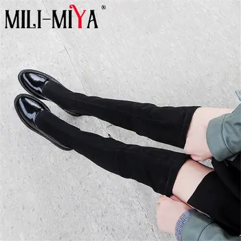 

MILI-MIYA Newest High Quality Thigh High Boots Women Round toe Autumn Winter Shoes Woman Over The Knee Boots Big Size 34-42