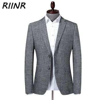 

Riinr 2020 New Spring Autumn High Quality Men's Suit Business Casual Clothing Fashion Slim Suit Men Blazer Jacket Male Mid Gray