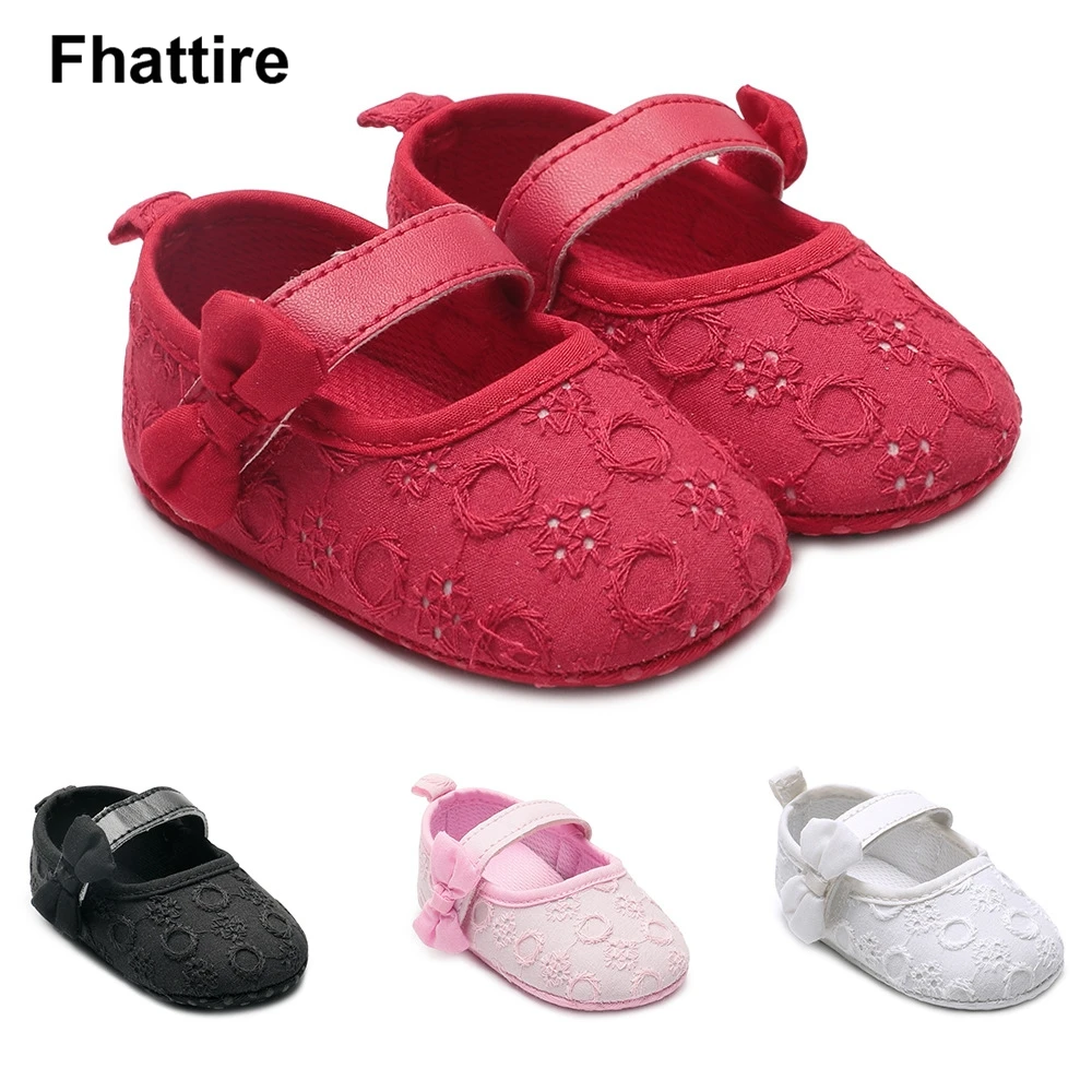 

New Baby Shoes Newborn Baby Girls Soft Shoes Soft Soled Non-slip Bowknot Footwear Crown Shoes First Walkers Newborn
