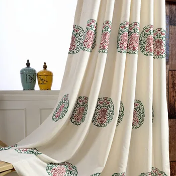 

Factory Direct Sale Curtains Modern Simple Chinese Curtains for Living Room Bedroom Cotton Embroidery Curtains Fabrics