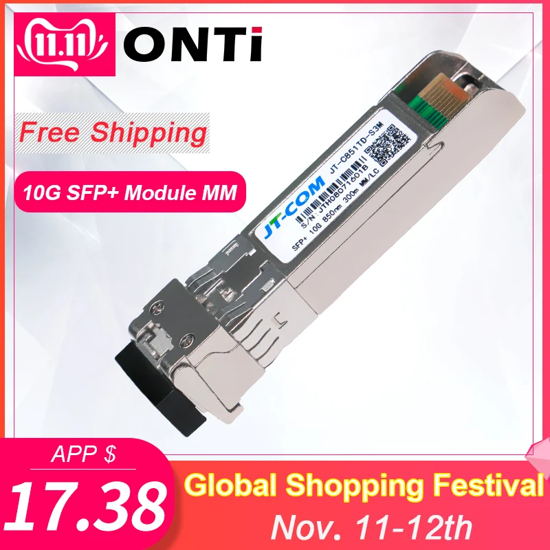 

10Gb SFP Module Multimode 300m MM Duplex SFP+ Transceiver LC Optical Connector SFP-10G-SR Compatible with Cisco Mikrotik Switch