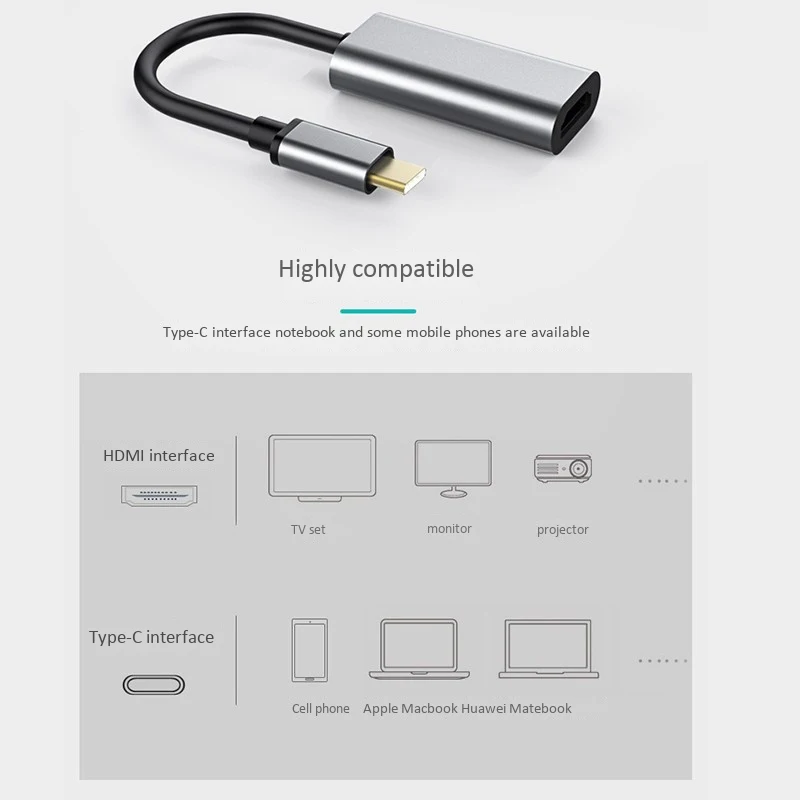 4K Ultra Hd Usb 3,1 Usb-C type C к Hdmi-F-адаптер HDTV ключ Кабельный адаптер-переходник для Macbook для Lumia950Xl черный