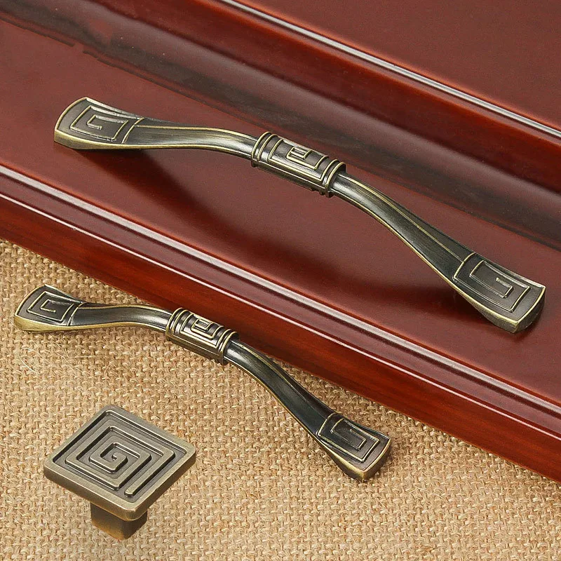 Дверные ручки в китайском стиле классический зеленый бронзовый шкафчик