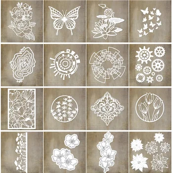 

Layered Flower Rose circle Frame Border Tulip Butterfly Fancy Pattern Metal Cutting Dies for DIY Scrapbooking Cards Crafts