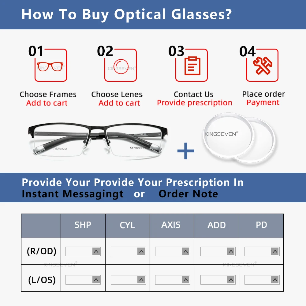 KINGSEVEN Anti Blue Blocking 1.56 1.61 1.67 Prescription CR-39 Resin Aspheric Glasses Lenses Myopia Hyperopia Presbyopia Lens