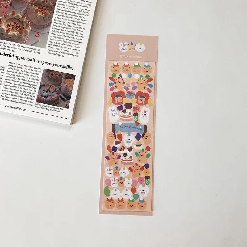 1Pc Ins Hot Kawaii Bear Bunny Stickers Scrapbooking Decorative Cute Sticker Korean DIY Diary Album Stick Label School Stationery