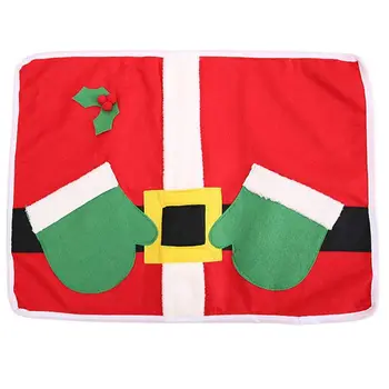 

Placemats Christmas Santa Suit Table Mats, Placemat Set of 4 Non-Slip Washable Place Mats Cutlery Holder Dinner Party Decor