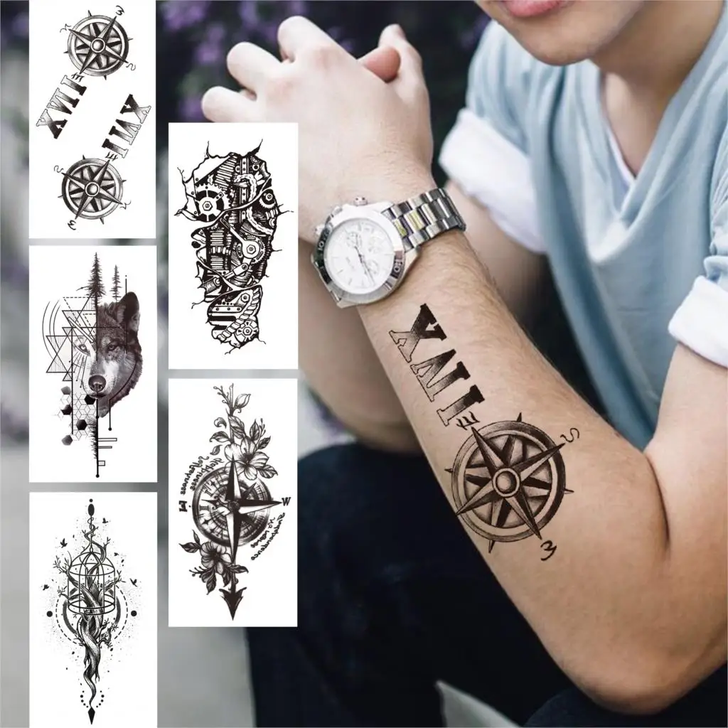Compass Lettering Temporary Tattoos For Men Women Adult Black Wolf Arrow Flower Tattoo Sticker Fake Life Tree Body Art Tatoos Temporary Tattoos Aliexpress Compass Lettering Temporary Tattoos For Men Women Adult Black Wolf Arrow Flower Tattoo Sticker Fake Life Tree Body Art Tatoos Temporary Tattoos Aliexpress