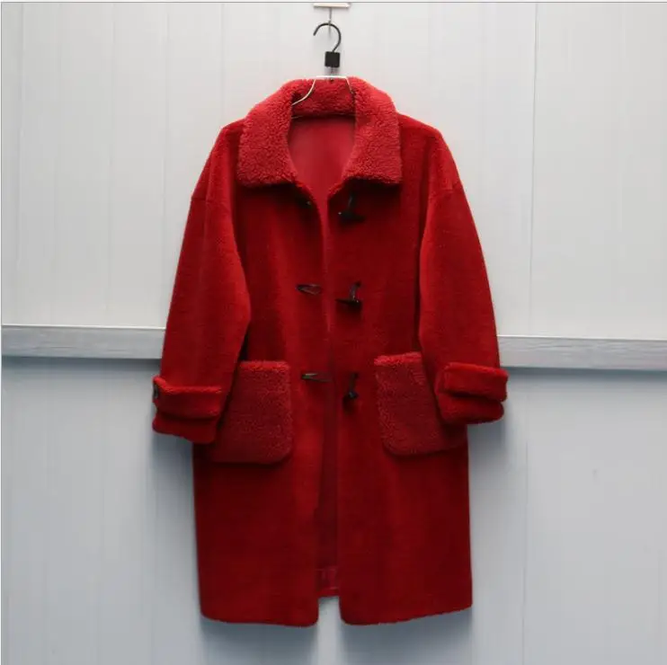 S/9Xl Женская длинная куртка с секциями роговые пуговицы искусственная меховая верхняя одежда больших размеров зима-осень женский Повседневное поддельные меховые пальто J3049