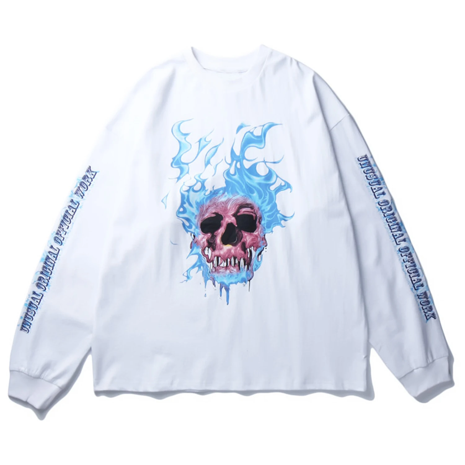 Aelfric Eden Fire Skull, Мужская футболка с принтом,, уличная одежда, хип-хоп, свободные топы, футболки, Harajuku, модные, повседневные, хлопковые, с длинным рукавом