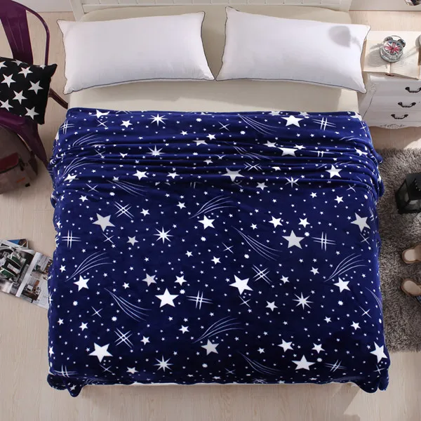 Star Plaid Printing Modern Soft Brown/Grey/Blue Solid Color Flannel Blanket Home/Bed/sofa 120x200/150x200/200x230cm - Цвет: 06