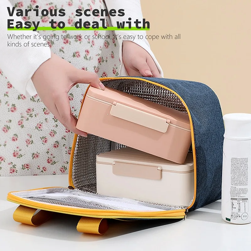 1pc Lunch Box Bag, Thermal Insulated Hand-held Tote Cooler Bag, Aluminum  Foil Food Storage Container, Bento Box