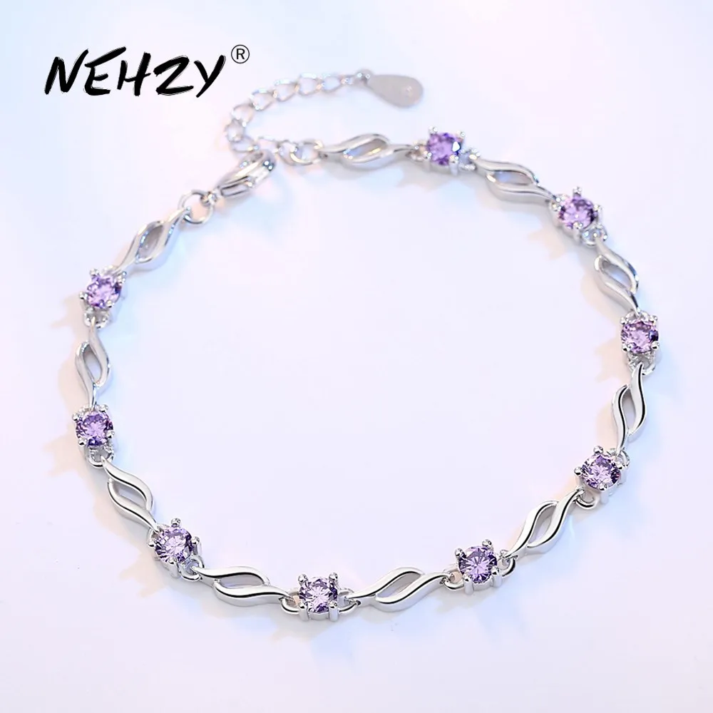 Jewelry Bracelet Crystal NEHZY Purple 925-Sterling-Silver Retro Woman High-Quality Fashion