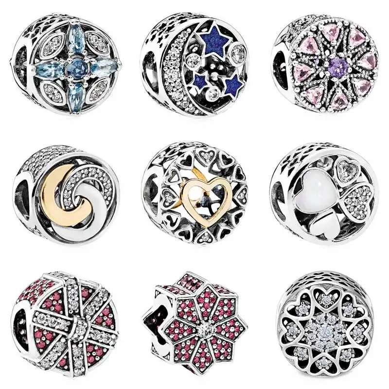 

Openwork Patterns Of Frost Night Sky Medallion Hearts Of Love Charm Fit Pandora Bracelet 925 Sterling Silver Bead Charm Jewelry