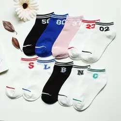 Весна-лето, новые стильные носки с цифрами, женские хлопковые носки в студенческом стиле, носки без показа, Банг qiu wa Manufact