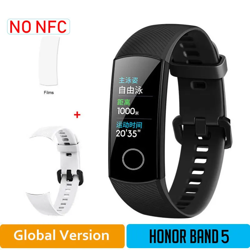 GLBlack5moW HONOR Band 5 NFC браслет умный кислород крови несколько циферблатов активности пульсометр фитнес трекер сна шагомер глобальная версия - Цвет: GLBlack5moW