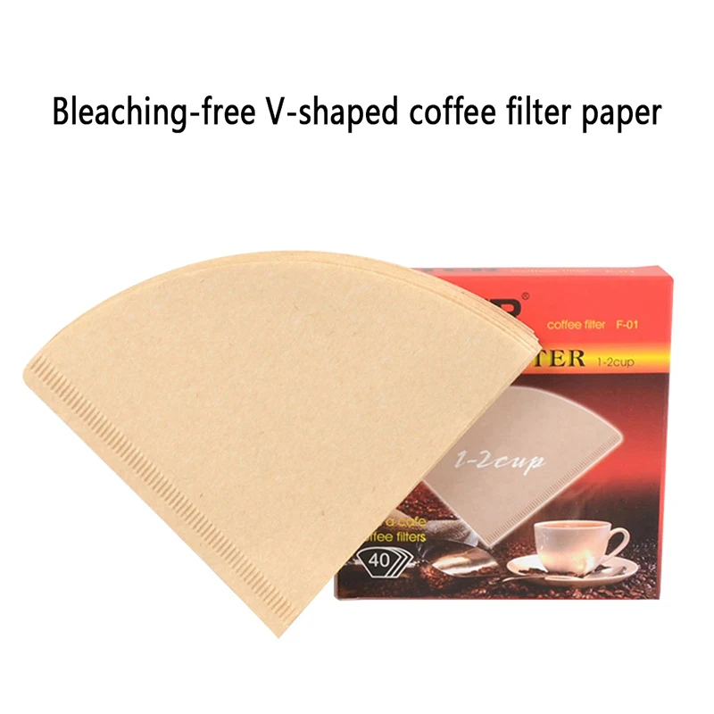

40Pcs/set Coffee Filters Cone Premium Unbleached Disposable Natural Coffee Drippers Papers Natural Coffee Drippers Papers